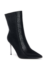 AZALEA WANG CALEAN BLACK METAL STILETTO HEEL BOOTIE