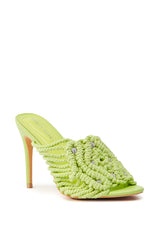 AZALEA WANG CERES LIME ROPE WITH RHINESTONE BEADS SANDAL