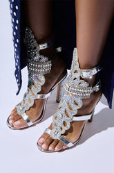 AZALEA WANG CIBRIAN SILVER GLADIATOR EMBELLISHED SANDAL