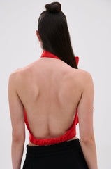 SUNSHINE COWL NECK SATIN BLOUSE IN ORANGE