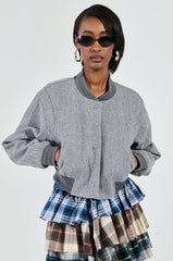 DAVIS EVERYDAY VARSITY BOMBER IN GREY