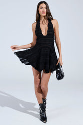 THIS IS WHAT I WANT SLINKY HALTER DRESS IN BLACK