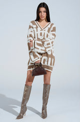 OUT OF SIGHT PRINTED SWEATER DRESS
