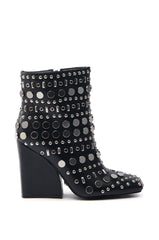 AZALEA WANG FLETCHER BLACK SILVER METAL BOOTIE
