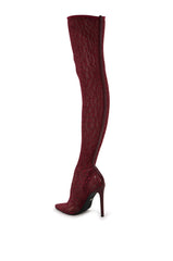 AZALEA WANG FREJYA BURGUNDY LEOPARD LACE THIGH HIGH BOOT