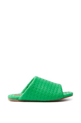 AKIRA GAIA GREEN BRAIDED FLAT SLIP ON SANDAL