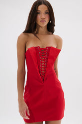 CHAUNTELLE LACE UP MINI DRESS