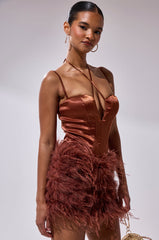 SOMETHIN EXTRA FEATHER MINI DRESS