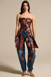 ELEGANT VIBES BROCADE PATCH RELAXED DENIM