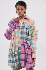 WILD CHILD PLAID SHIRT DRESS