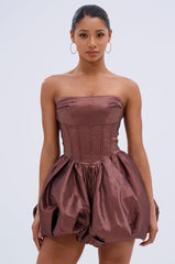 ADORE YOU WOVEN MINI DRESS IN MOCHA