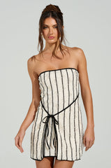 ALIX STRIPED MINI DRESS WITH TIE FRONT