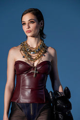 WHATEVER SHE WANT FAUX LEATHER CORSET