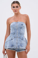 UPSIDE DOWN DENIM BLOUSE