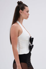 LOVE IS REAL BOW HALTER TOP