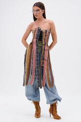 A LOT GOING ON DENIM TOP