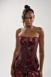 MIXED EMOTIONS FAUX LEATHER CORSET