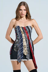 STRICTLY BUSINESS TIE DETAIL CORSET TOP