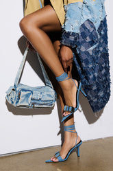 GROUND WORK DENIM POINTED TOE SILVER HARDWARE SANDAL