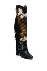 AZALEA WANG GWAYNE BLACK MULTI COW WESTERN BOOT