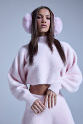 CUDDLE UP FUZZY CROPPED SWEATER IN PINK