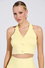 LEMONY EMILY CROPPED SWEATER VEST IN YELLOW