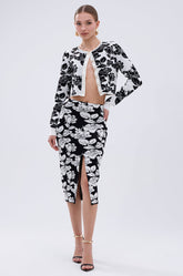 BLACK ROSE PETAL MIDI SKIRT