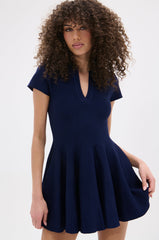 SLEEK AND CHIC KNIT MINI DRESS IN NAVY