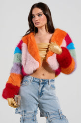 CALL ME CRAZY RAINBOW FUR JACKET