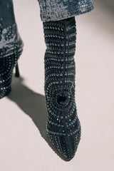 AZALEA WANG HILLEL PEWTER RHINESTONE BOOTIE