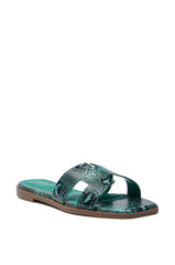 AKIRA HOWDY GREEN SNAKE SLIP ON SANDAL