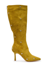 AZALEA WANG IMOGINE OLIVE FOLDED DETAIL STILETTO BOOT