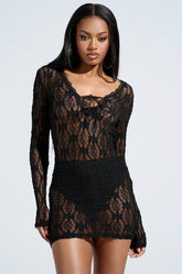 LIZZIE LACE MINI DRESS IN BLACK