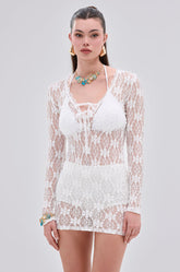 LIZZIE LACE MINI DRESS IN WHITE