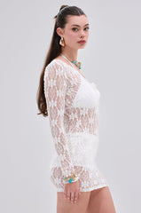 LIZZIE LACE MINI DRESS IN WHITE