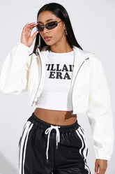 DEX HOODED BOMBER IN WHITE