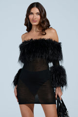 STAR OF THE SHOW FUR MINI DRESS