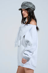 WHO ME? BOW FRONT SWEATSHIRT DRESS