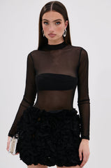 KELYN MESH MINI DRESS IN BLACK