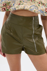 HOTTEST IN THE CITY FAUX LEATHER SHORT