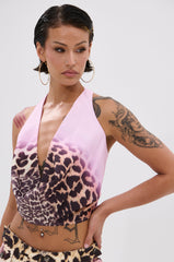 COCO LEOPARD PRINT HALTER TOP