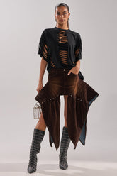 ALL FOR IN VELVET DENIM MINI SKIRT