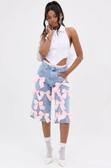 BOWS ALL OVER DENIM BERMUDA SHORT