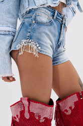 KYLIE EMBELLISHED DENIM SHORT