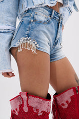 KYLIE EMBELLISHED DENIM SHORT