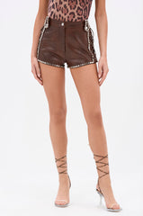 JULIE FAUX LEATHER STUD SHORT