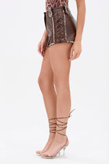 JULIE FAUX LEATHER STUD SHORT