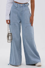 SUMMERTIME BLUES STRIPE WIDE LEG DENIM
