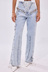 FEELING BLESSED LACE UP DENIM