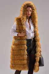 SLY HOODED FAUX FUR VEST